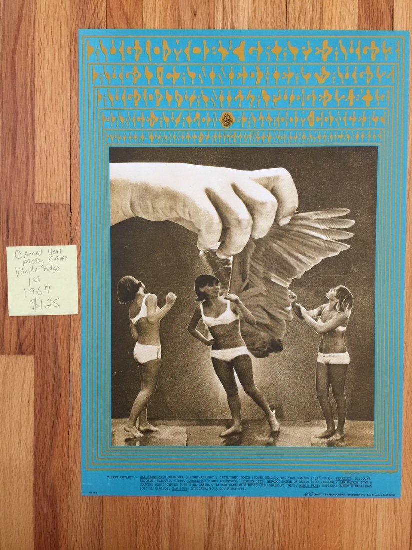 CANNED HEAT - MOBY GRAPE - FD75 - 1st: CANNED HEAT - MOBY GRAPE - FD75 - 1stPERFORMER:Moby GrapeCanned HeatVanilla FudgeLIGHT SHOW:North American Ibis Alchemical Co.ITEM NUMBER:FD075-POARTIST:Victor MoscosoDATE:Aug 10, 1967VENUE:Avalon Bal