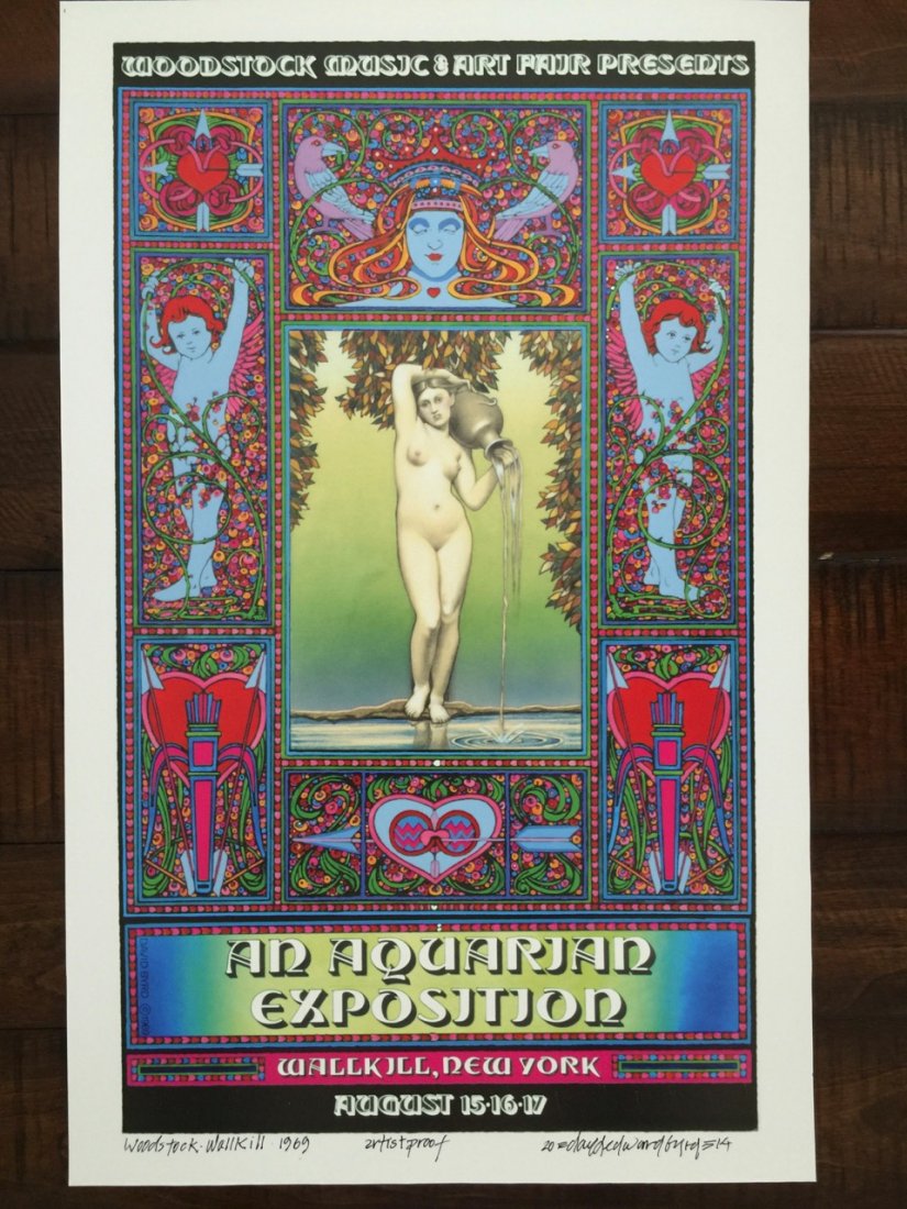 WALLKILL WOODSTOCK POSTER - DAVID BYRD: WALLKILL WOODSTOCK POSTER - DAVID BYRD. Signed by David Byrd. WOODSTOCK DAVID EDWARD BYRD SIGNED ARTIST PROOF 17" x 22" David Byrd was born April 4, 1941, in what is now Cleveland, Tennessee, and was 
