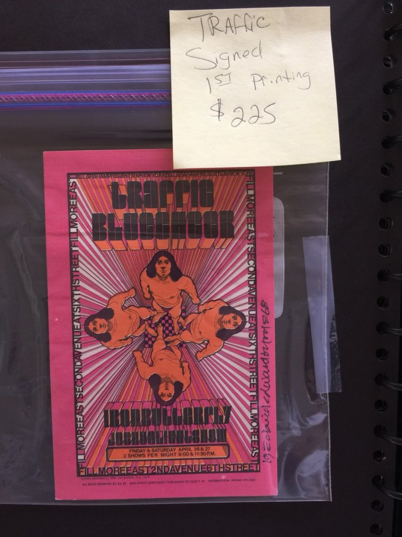 TRAFFIC / IRON BUTTERFLY / BLUE CHEER POSTCARD - SIGNED: TRAFFIC / IRON BUTTERFLY / BLUE CHEER POSTCARD - SIGNED. TRAFFIC / IRON BUTTERFLY / BLUE CHEER HANDBILL - SIGNED by DAVID BYRD. 1968 - signed by the artist David Edward Byrd. Near Mint
