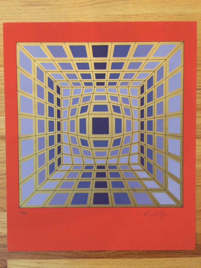 Victor Vasarely UNTITLED SERIGRAPH PRINT SIGNED / #'ed: Victor Vasarely UNTITLED SERIGRAPH PRINT SIGNED / #'ed Limited Edition Print Size: 13 x 11 in | 33 x 28 cm Edition: 66/200 Framed: Not framed Hand Signed: Signed by the artist in pencil Near mint