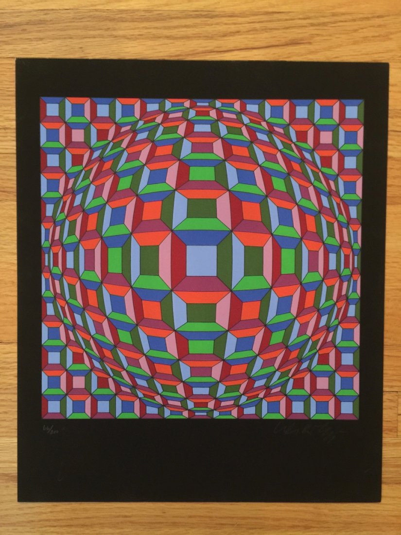 Victor Vasarely UNTITLED SERIGRAPH PRINT SIGNED / #'ed: Victor Vasarely UNTITLED SERIGRAPH PRINT SIGNED / #'ed Limited Edition Print Size: 13 x 11 in | 33 x 28 cm Edition: 66/200 Framed: Not framed Hand Signed: Signed by the artist in pencil Near mint