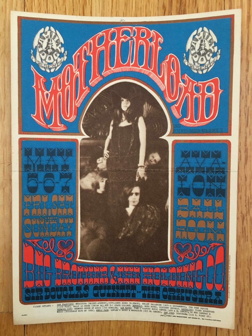 FD060 - Big Brother and the Holding Company - Postcard: FD060 - Big Brother and the Holding Company - Postcard. TOUR/SHOW: Motherload PERFORMER: Big Brother and the Holding Company, The Sir Douglas Quintet, Orkustra LIGHT SHOW: North American Ibis Alchemic
