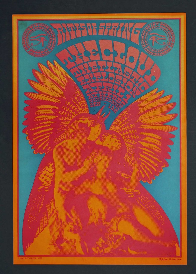 Rites of Spring Neon Rose - NR11: Rites of Spring Neon Rose Victor Moscoso, April 1, 1967 at Webbs, Original Concert Poster, 20'' x 14'', Very Good Condition, Known as Neon Rose #11, by Victor Moscoso