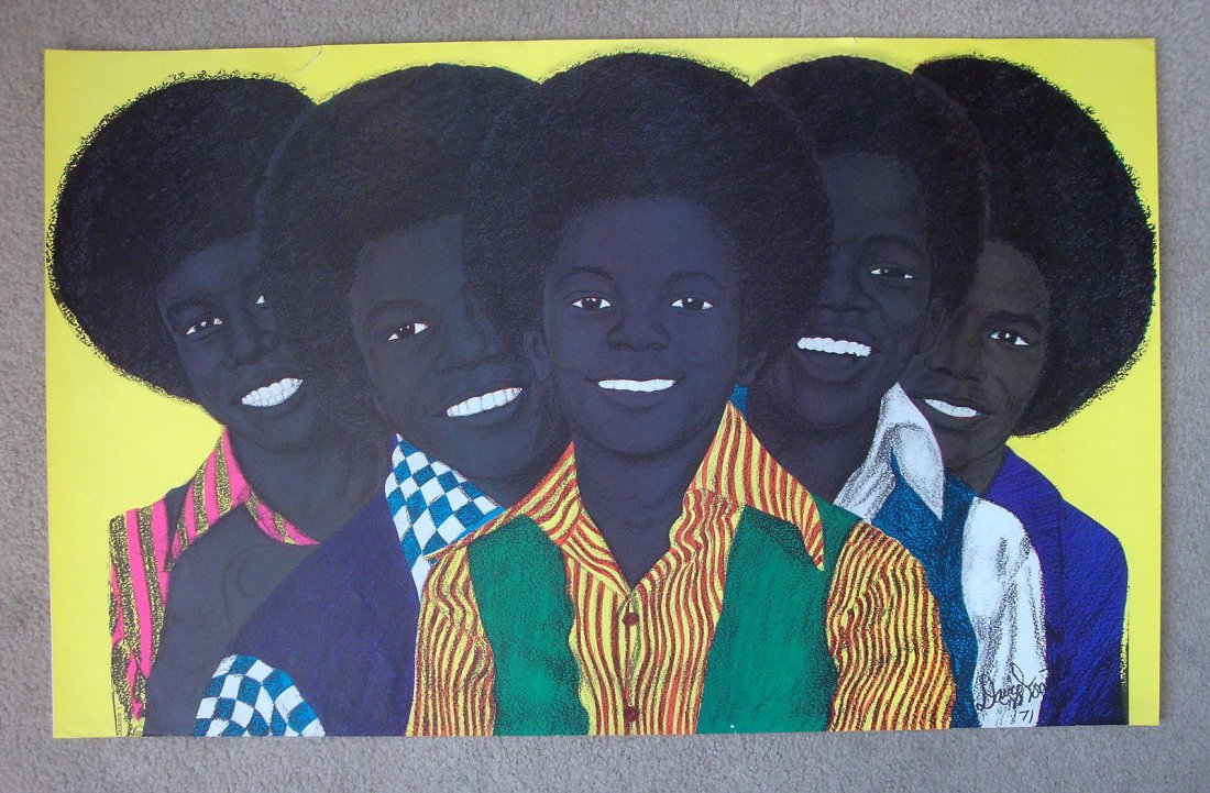 JACKSON 5 BLACKLIGHT POSTER: 1971 - Sunset Marketing. 21 x 33. slight tears on top border - taped. when framed will not be seen.