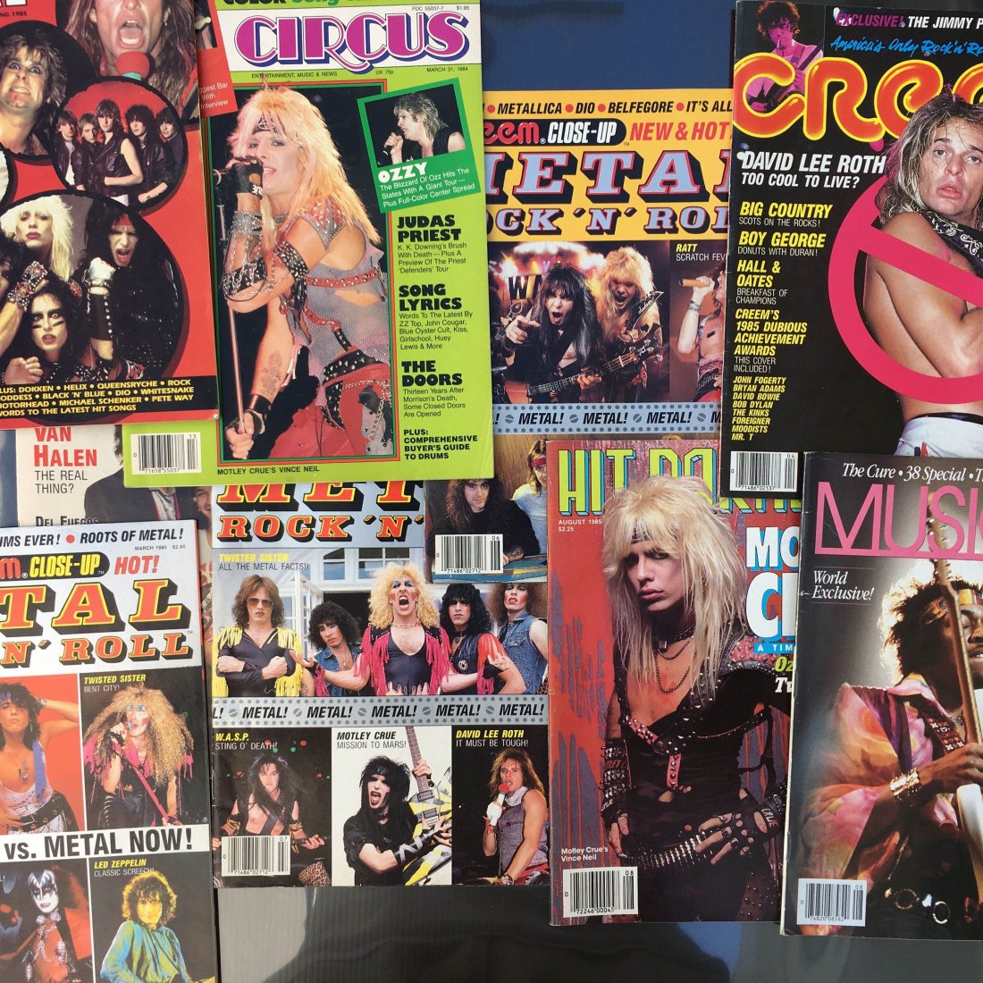 1980's ROCK MAGAZINE COLLECTION: 25 vintage rock magazines. AWESOME HISTORICAL ARTICLES. Great ads. Full page pics of rock artists.