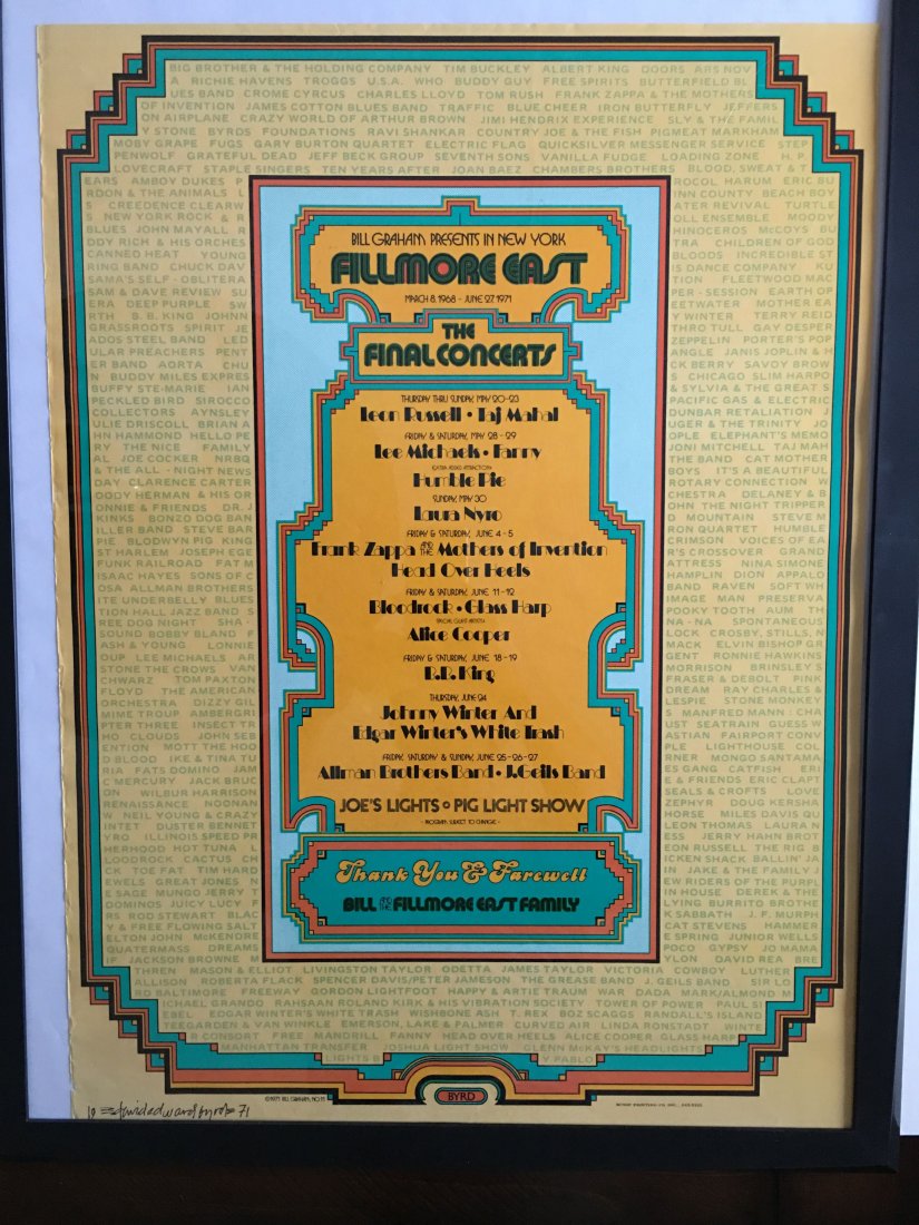 FILLMORE EAST FINAL CONCERT CLOSING POSTER (1 of 1)