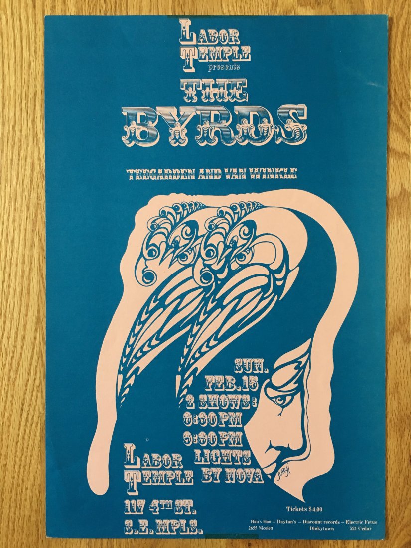RARE - THE BYRDS & TEAGARDEN VAN WINKLE - LABOR TEMPLE (1 of 2)