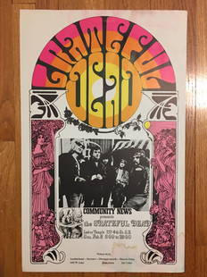 RARE - GRATEFUL DEAD - 1ST EVER LABOR TEMPLE POSTER: FEATURED ITEM - EXTREMELY RARE - ONE OF ONLY A FEW KNOW TO EXISTGRATEFUL DEAD RARE - VINTAGE Original 1st printing concert poster for GRATEFUL DEAD at the Labor Temple in Minneapolis, MN on 2/2/1969 -