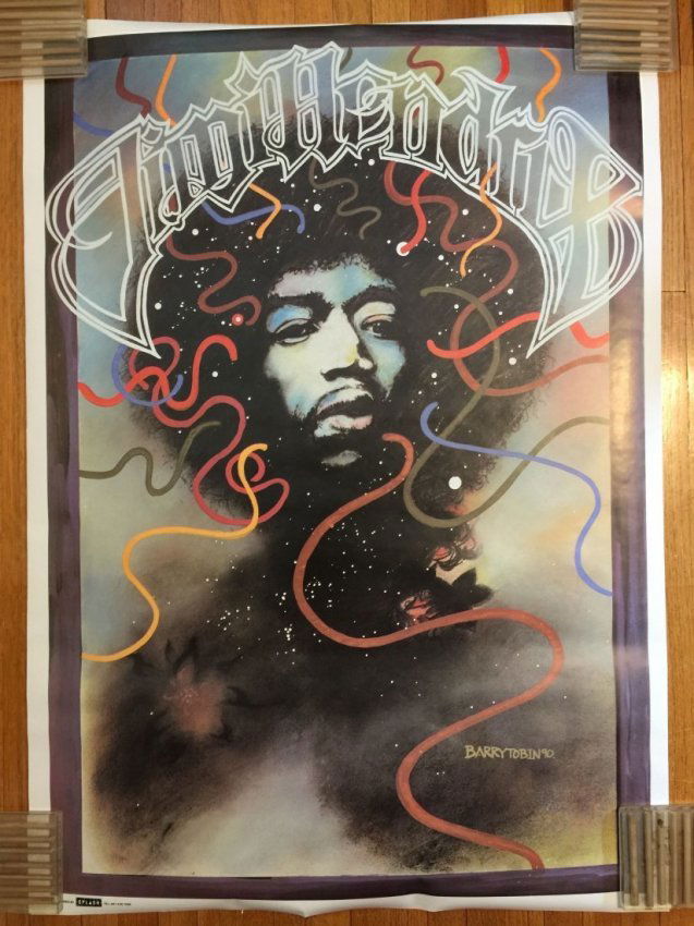 JIMI HENDRIX - 1990 By BARRY TOBIN !: JIMI HENDRIX - 1990 by BARRY TOBIN ! - about 24 x 36. Near Mint ! Printed by BIGGER SPLASH in London.