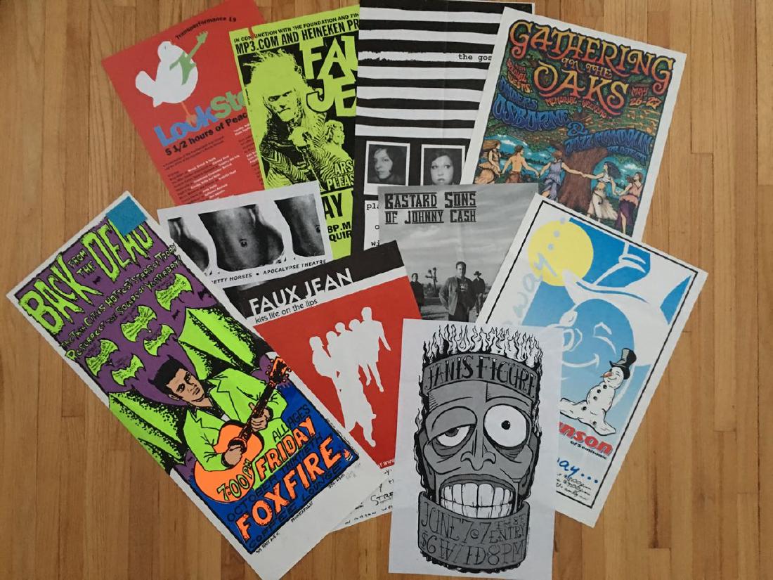 POSTER COLLECTION 2: POSTER COLLECTION 2 - A collection of 10 posters including a Woodstock style poster owned by arnold skolnick, A BACK FROM THE DEAD poster - signed and numbered silk screen, and a wonderful GATHERING A