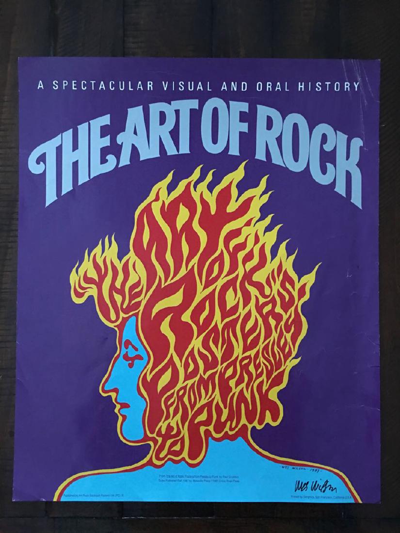 THE ART OF ROCK PROMO POSTER - SIGNED BY WES WILSON: THE ART OF ROCK PROMO POSTER - SIGNED BY WES WILSON. Bending on top right corner.