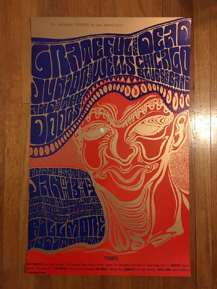 GRATEFUL DEAD - BG045 - With the DOORS ! - Rare 4th !: GRATEFUL DEAD - BG045 - With the DOORS ! at the Fillmore. POSTER ! Rare 4th Printing. Bill Graham organized his early concerts like a menu: in order to get the ice cream, you had to eat your vegetable