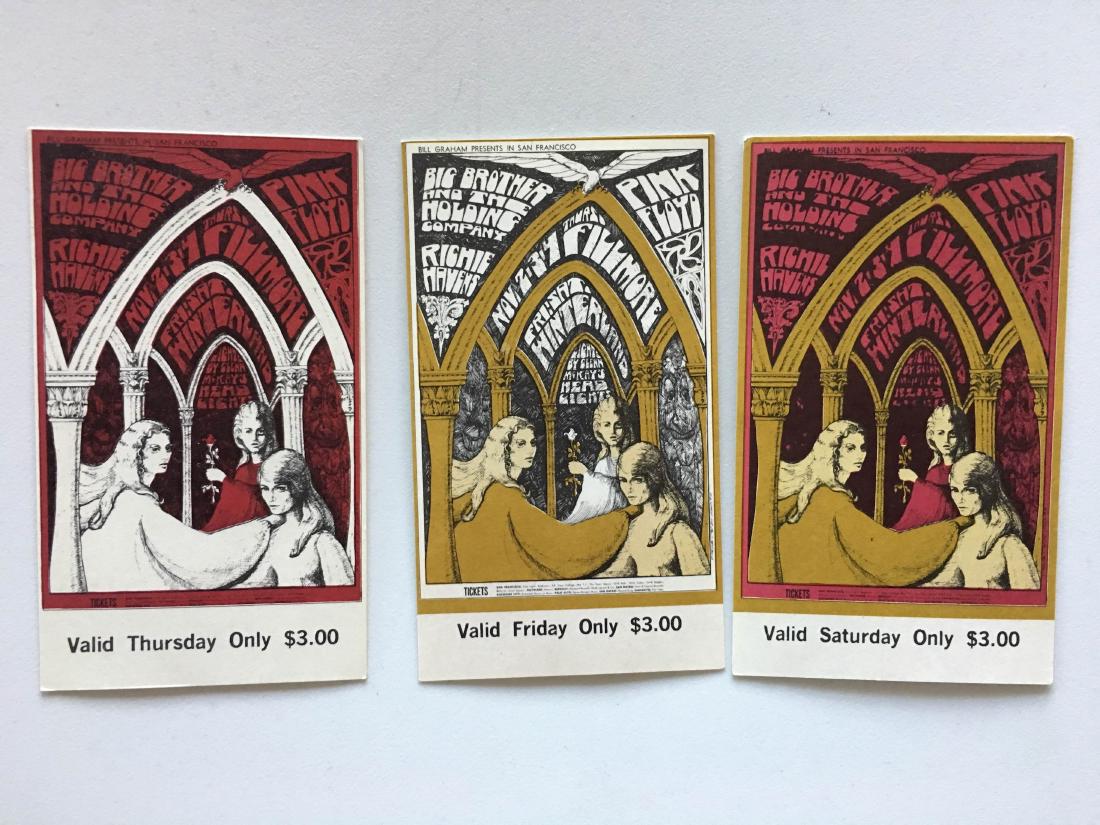 BG091 - Vintage Ticket Complete Set: Pink Floyd. 1967. By artist Bonnie MacLean