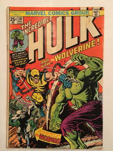 Incredible Hulk #181 - First Full Wolverine Appearance!: Incredible Hulk VOLUME 1 - #181 - First Full Wolverine Appearance - SUPER CLEAN ! (Unofficial grade of 4.0). Marvel Comics Group. 1974. Wonderful colors throughout front cover with slight foxing on th