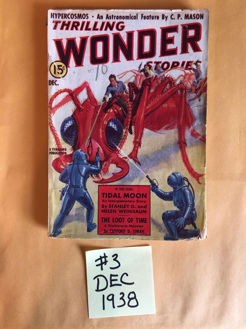 THRILLING WONDER STORIES - December 1938: THRILLING WONDER STORIES - December 1938. Ungraded copy with amazing art and stories. Lead story by Clifford Simak.
