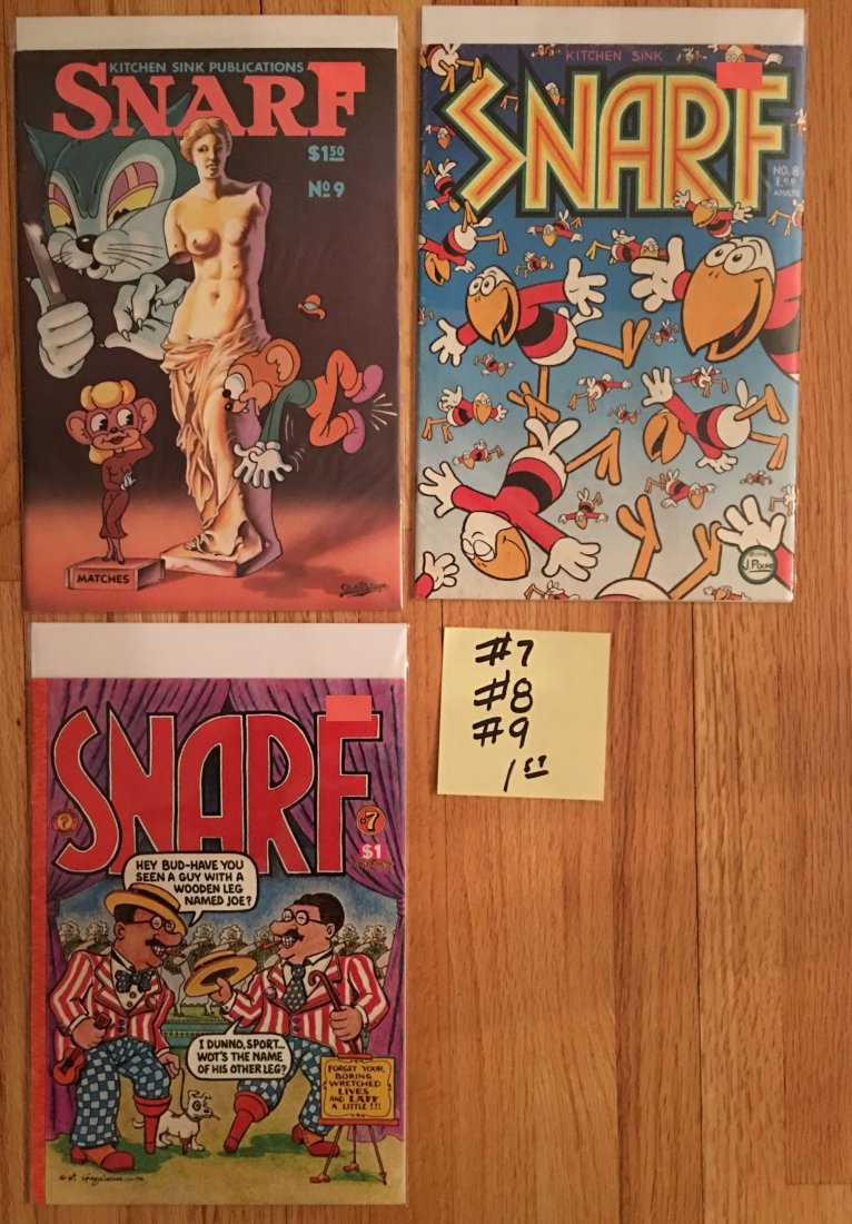 SNARF #7, #8, #9 - 1st - 1976: SNARF #7, #8, #9 - 1st - 1976. Underground / Adult Comix. Good condition in Ungraded various 5.0+ conditions. Kitchen Sink Enterprises. Art Spiegelman, Pound. Leslie Cabarga.