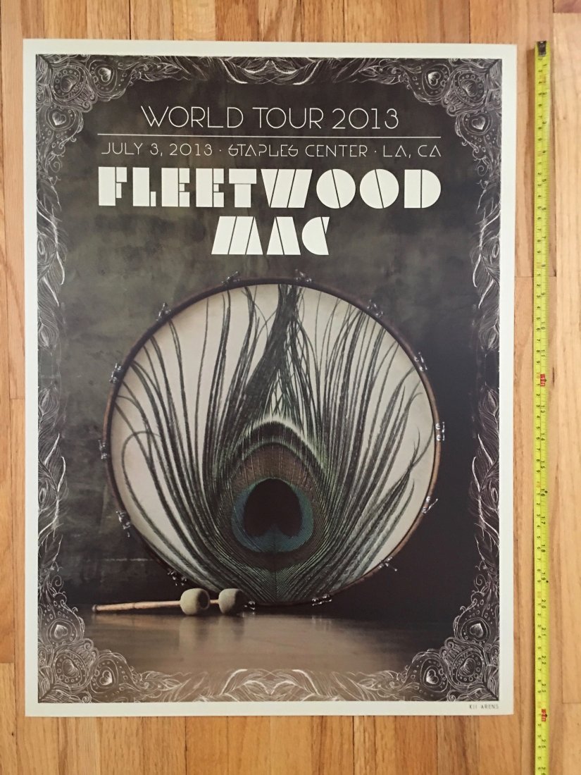 FLEETWOOD MAC - STAPLE CENTER - 2013: FLEETWOOD MAC - STAPLE CENTER - 2013 - about 24 inches tall on heavy stock. MINT CONDITION. Print by KII Arens. Arens’ album design/layout career has featured many projects, including: Dolly Parton�