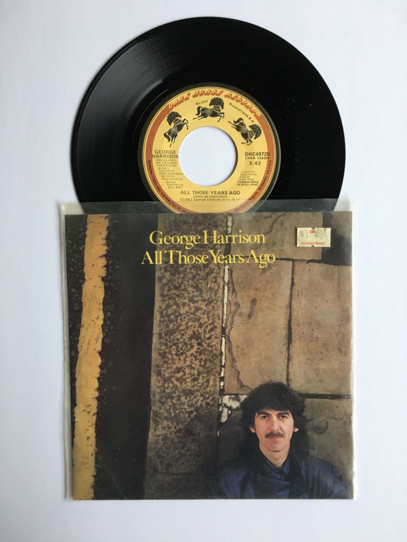 GEORGE HARRISON - ALL THOSE YEARS AGO - 45 RECORD: GEORGE HARRISON - ALL THOSE YEARS AGO - 45 RECORD.. 1981 These Beatles items came from one person. The lady who owned this entire collection had close personal ties to the Beatles and a personal relat