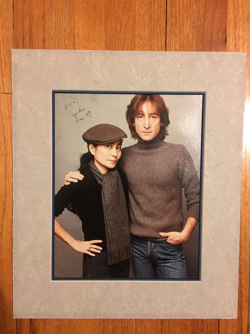 Beatles - John Lennon - Yoko Ono Signed Photo & PEOPLE: Beatles - John Lennon - Yoko Ono Signed Photo. Unverified but from an authorized Lennon reseller in New York. 8 x 10 approx. Mint. Ships flat with Matte included. Very Nice. Comes with PEOPLE MAGAZINE
