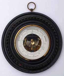 Holosterik-Barometer, 19.Jhdt.: Geschnitztes Holzgehäuse. Intakt. Durchm.21cm.