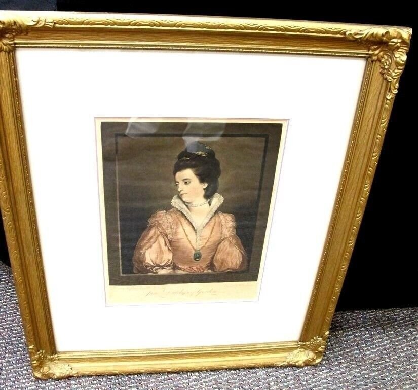 JANE DUCHESS OF GORDON by Reynolds & Dickinson Original 1775 Engraving Framed: JOSHUA REYNOLDS (ARTIST) - WILLIAM DICKINSON (ENGRAVER)JANE DUCHESS OF GORDONThis engraving dates to 1775 and was produced by Picot and William Dickinson in London. It is a very rare print, seldom see