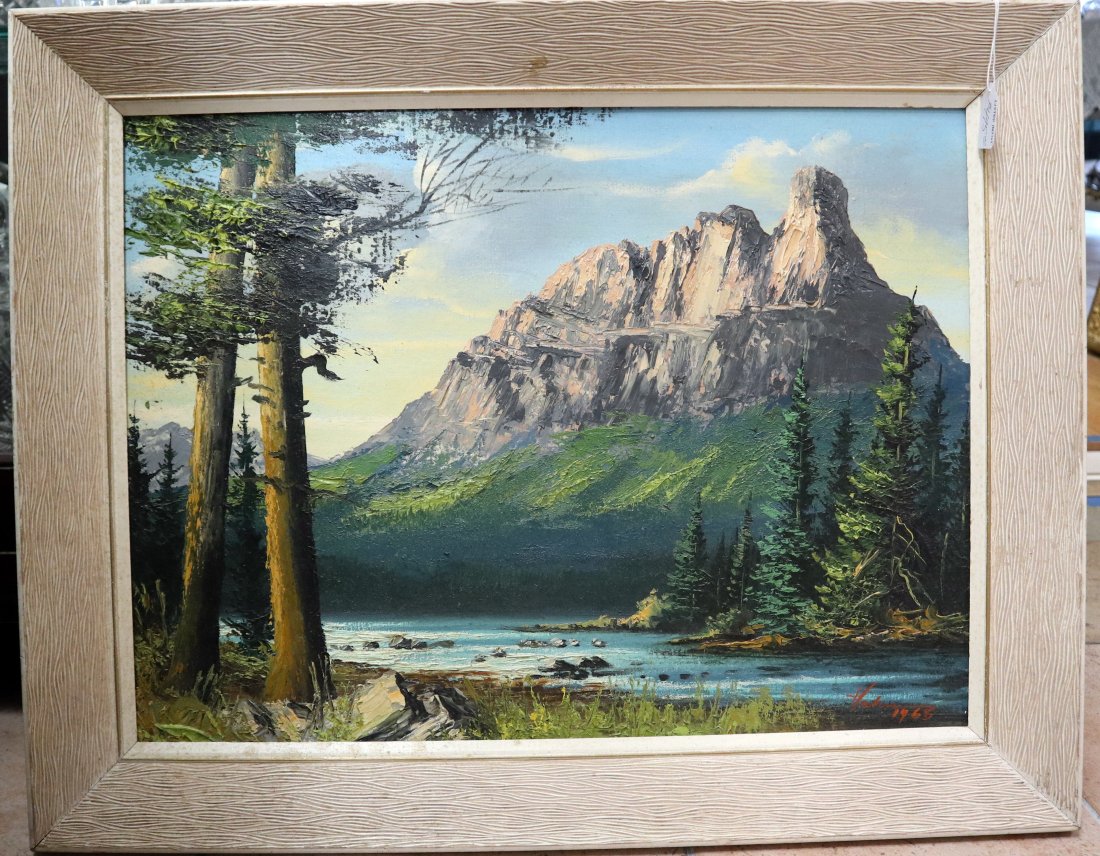 Exceptional Signed Palette Oil Painting c1963 Table Mountain Alberta Canada (1 of 6)