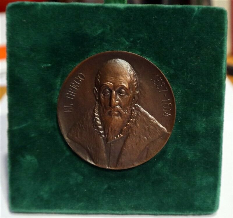 A COMMEMORATIVE MEDALLION - EL GRECO 1537-1614 Bronze in holder (1 of 3)
