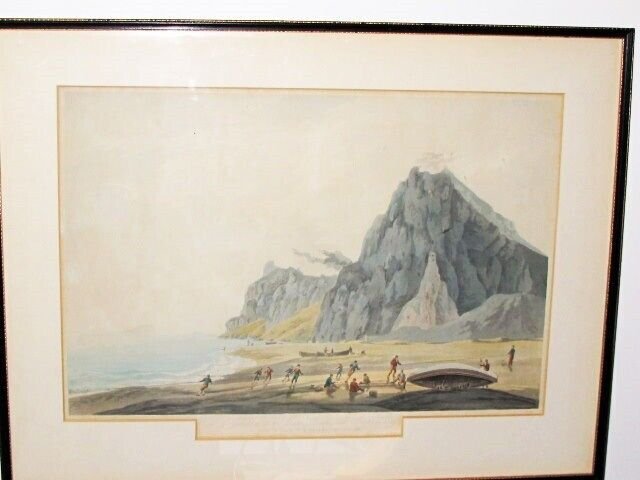 GIBRALTAR Aquatint Sandy Bay ca1797 by John William Edy & Fisher 21" x 15" Rare! (1 of 5)