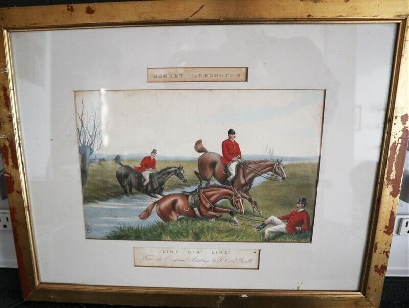 FORES Original Aquatint ca1888 Market Harborough Line Sir Line RARE! A FORES EQUESTRIAN PRINT (1 of 5)
