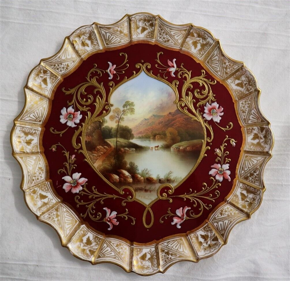 Superb Aynsley Hand Painted Plate Loch Katrina by R. G. Keeling c1940 #3591 (1 of 4)