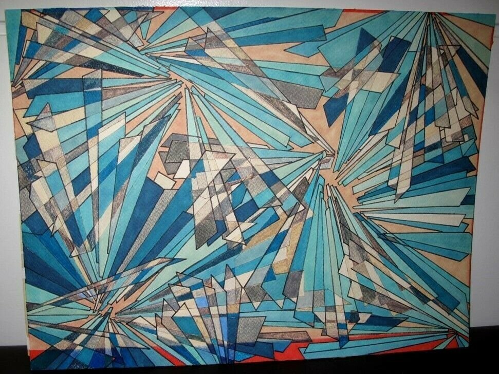 MARION SMALL "Cracked Ice" 1984 Abstract Painting Canadian Female Artist (1 of 5)