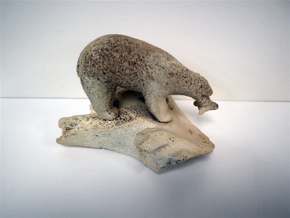 An INUIT Fossilized Whalebone Carving by BOBBY KLENGENBERG - C1960 (1 of 5)
