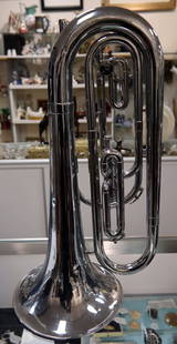 Scarce Baritone Trumpet c1915: A Baritone Trumpet dating to c1915 and in good condition though lacks its mouthpiece.