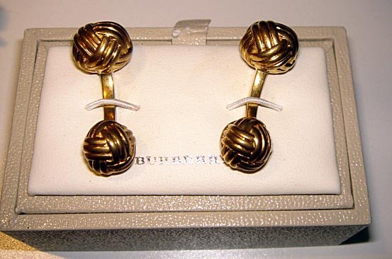 Pr Vintage Burberry Cufflinks: A PAIR OF BURBERRY CUFFLINKS These cufflinks are in very good condition, with original box and guaranteed genuine, ca1970's.