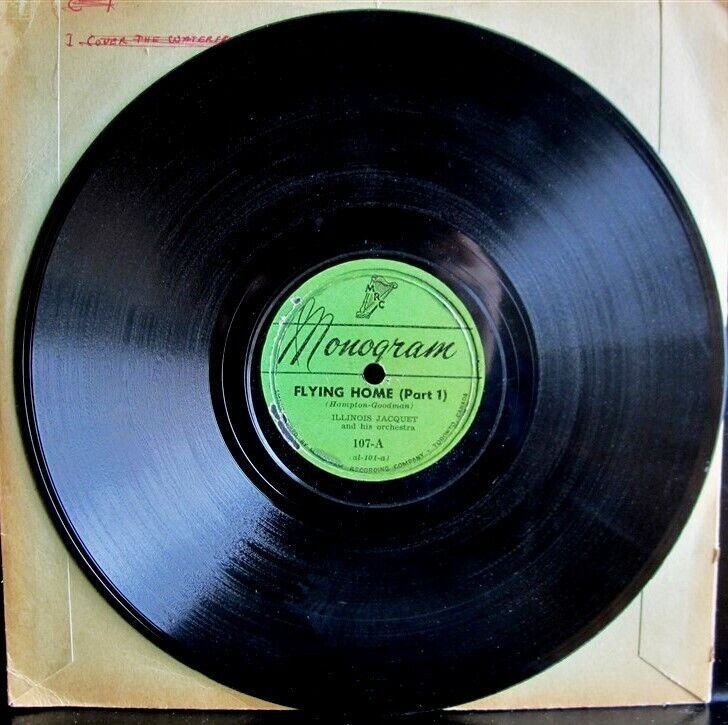 ILLINOIS JACQUET 10" 78rpm Rare Jazz Flying Home 1 & II Monogram 107 VG+ 1945 (1 of 1)