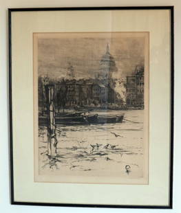 FRANK MARMINGTON c1910 National Gallery Canada Signed Engraving London St. Pauls 20" x 16": FRANK M. ARMINGTONThis truly superb engraving by the highly respected Canadian Engraver, Frank Armington is in very good condition and depicts a Parisian Cityscape. The engraving is SIGNED by the