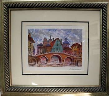 ANATOLE KRASNYANSKY White Church Ukraine Embellished Serigraph Print Framed: ANATOLE KRASNYANSKY White Church Ukraine Embellished Serigraph Print FramedANATOLE KRASNYANSKY "WHITE CHURCH - UKRAINE"Krasnyansky is a well respected Ukrainian listed artist whose works are well repr