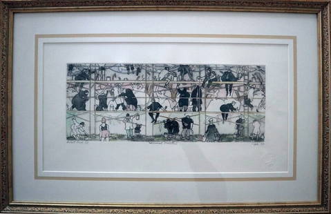 TOTI LEWIS Canadian Listed Artist Mural Painters Artists Proof Etching 1983: TOTI LEWIS Canadian Listed Artist Mural Painters Artists Proof Etching 1983TOTI LEWIS - "THE MURAL PAINTERS"This hand-colored, Artists Proof engraving by Listed Canadian artist Toti Lewis is in mind