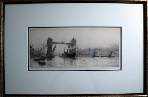 FRANK HARDING c1885 Original Signed Etching Tower Bridge London Framed: FRANK HARDING c1885 Original Signed Etching Tower Bridge London FramedFRANK HARDING - TOWER BRIDGE - LONDONThis beautiful original etching is in very good condition, signed and titles off the plate an