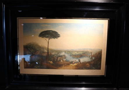 A J HANDFORD British Lithographer Rome from Mount Aventi Signed c1910 Framed: A J HANDFORD British Lithographer Rome from Mount Aventi Signed c1910 FramedA J Handford, British 20th Century- ''Rome from Mount Aventine'', after Joseph Mallord William Turner, published by Virtue &