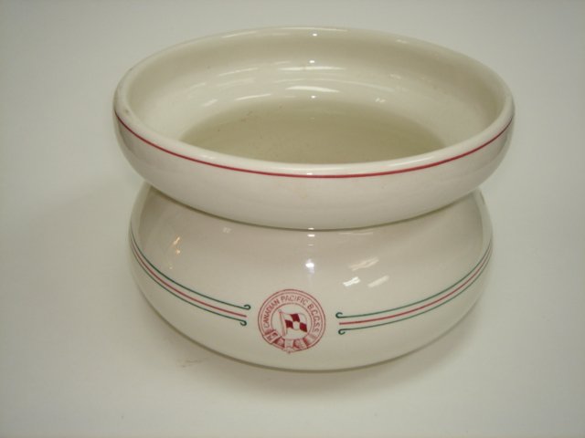 Canadian Pacific British Columbia Steamship Spitto: A RARE CANADIAN PACIFIC BCCSS SPITTOON This rare spittoon dates to ca1920 and belonged to the British Columbia Coast Steamship Servive. It is stamped Duraline by Grindley on the base and has the CP BC