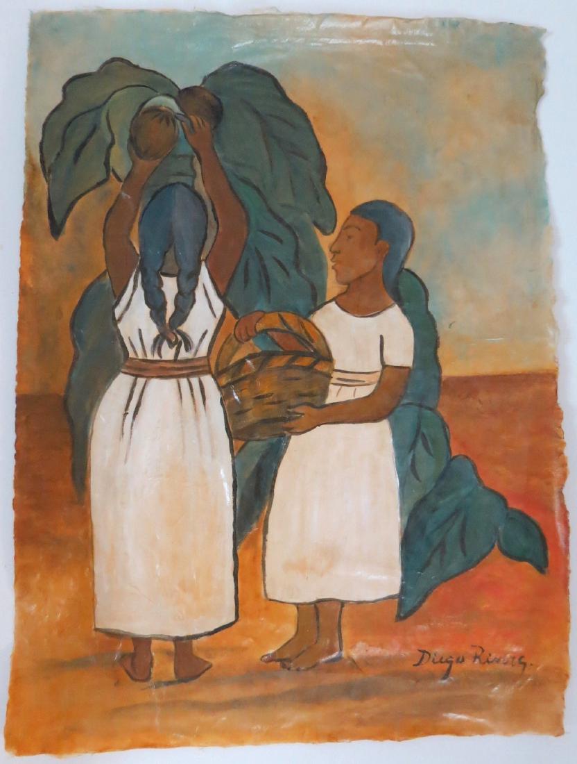 Diego Rivera - Watercolor on paper - COA 16.5" x 12.5" (1 of 3)