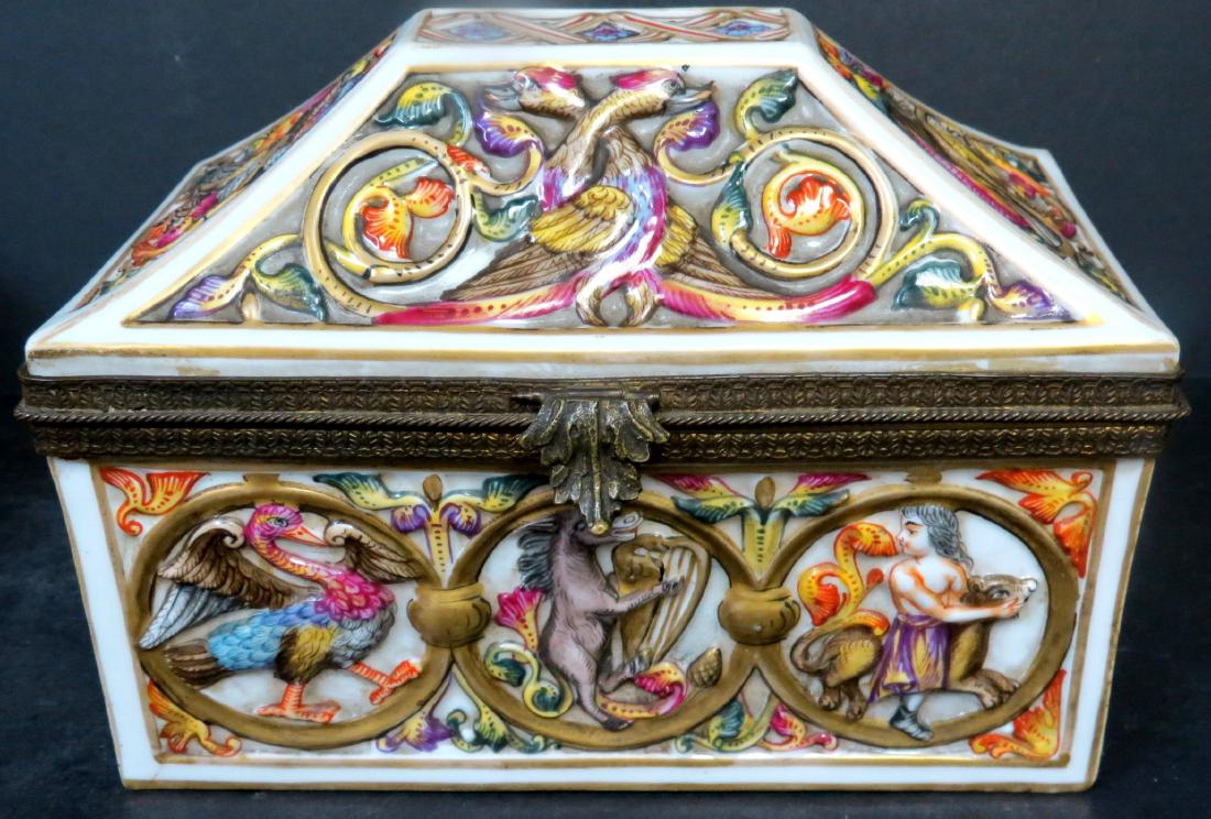 Capodimonte Box w/ Bronze Italy 1900 5" x 7" x 4" (1 of 4)