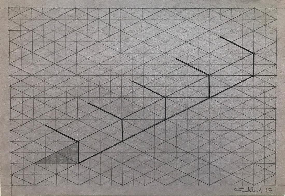 Fred Sandback 1969 - Pencil on paper 9"x13" COA (1 of 3)