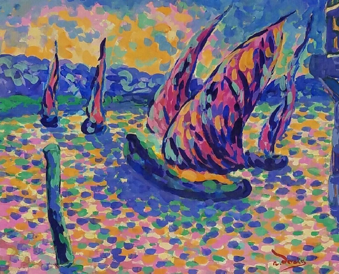 Andre Derain - Watercolor on paper - 11" x 9": Frame: 16" x 14" Shipping in USA $ 90