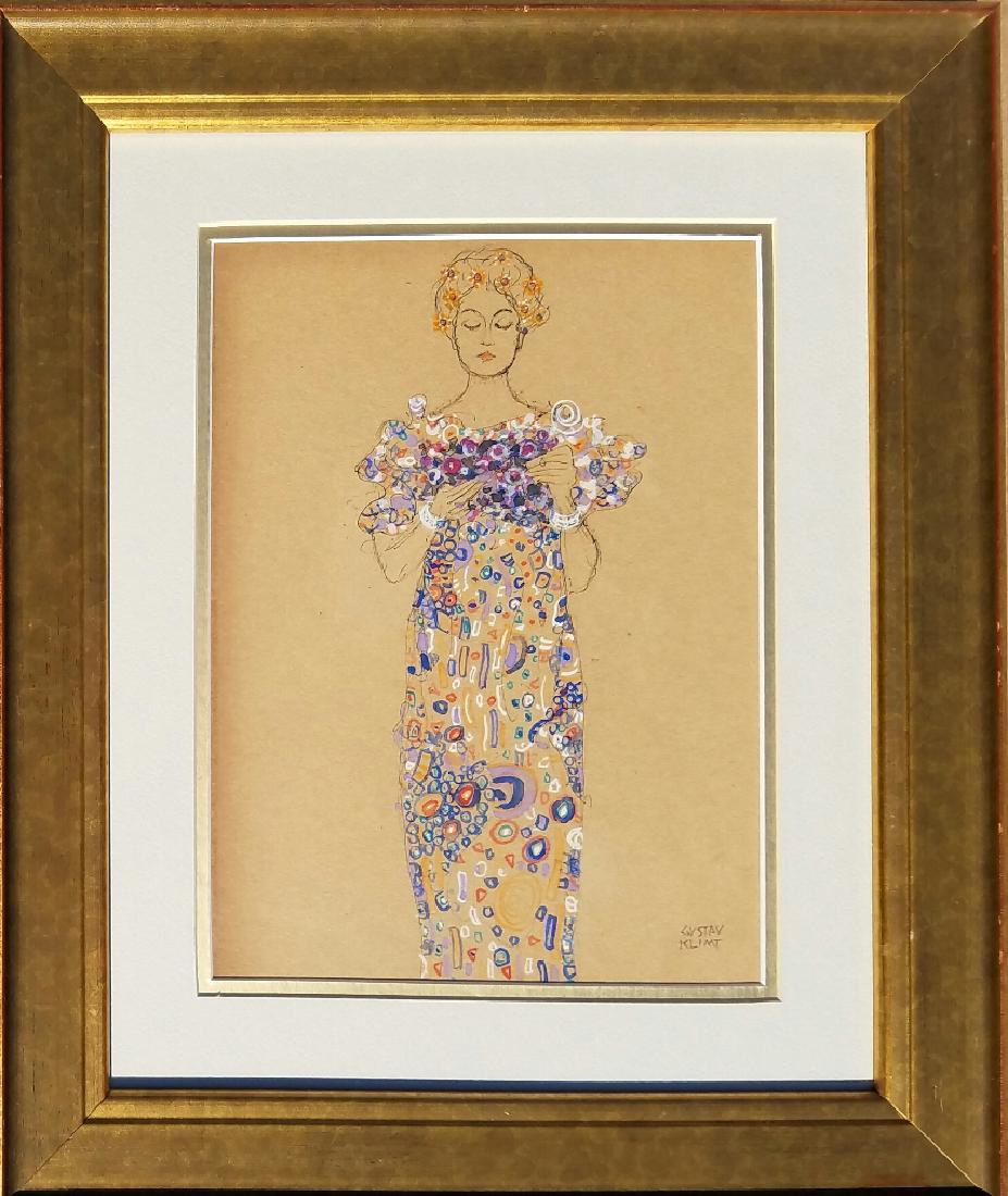 Gustav Klimt (Attrib) Mixed media on paper - COA (1 of 3)
