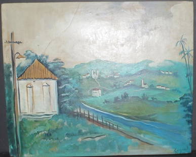 Alberto da Veiga Guignard - Oil on Wood 14" x 17": Shipping in USA $ 80 Alberto da Veiga Guignard was a Brazilian painter, known by painting the landscapes of Minas Gerais. Guignard was born in Nova Friburgo, in the state of Rio de Janeiro.