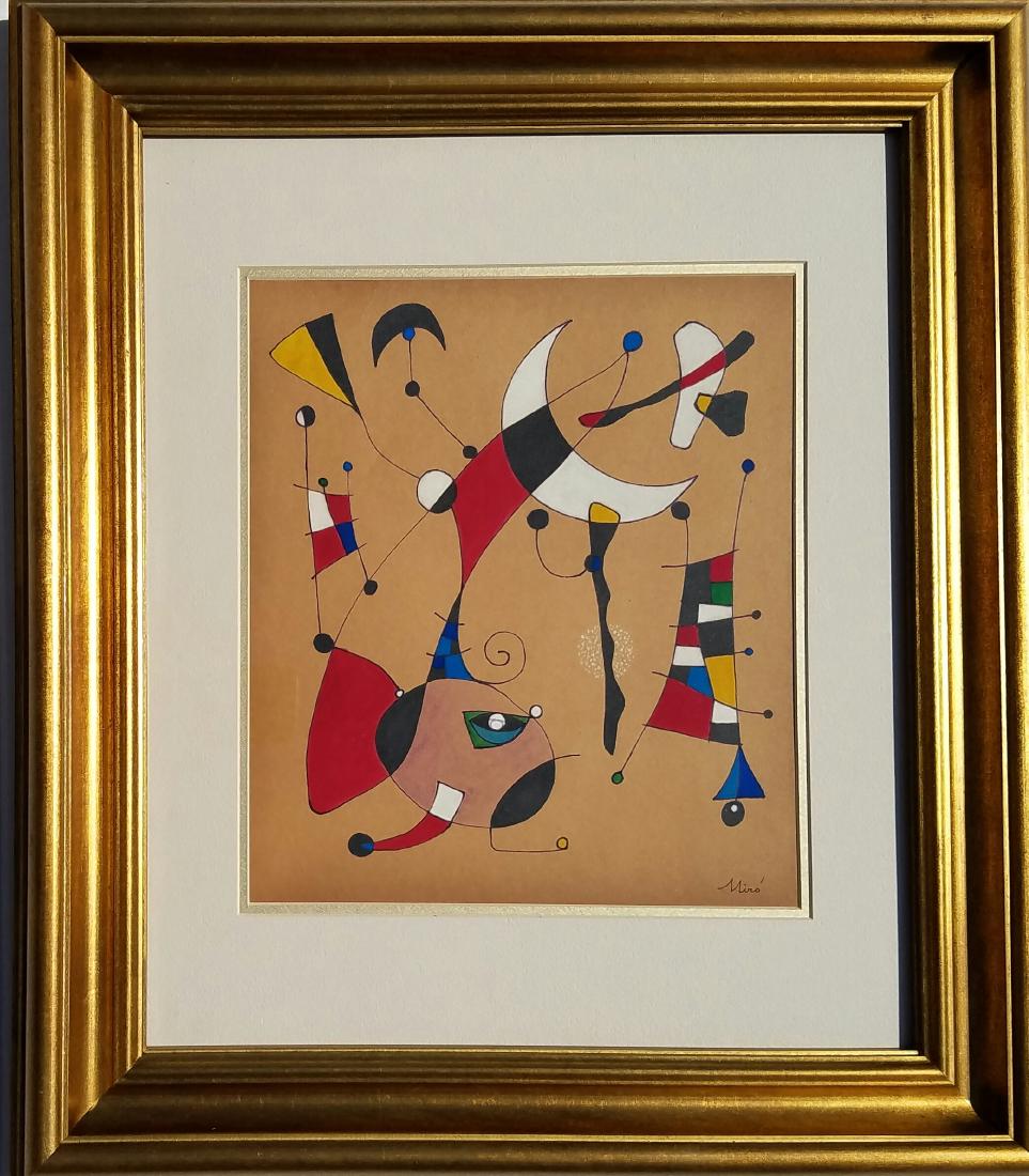 Joan Miro - Gouache & ink on paper - Art: 13" x 10" (1 of 2)