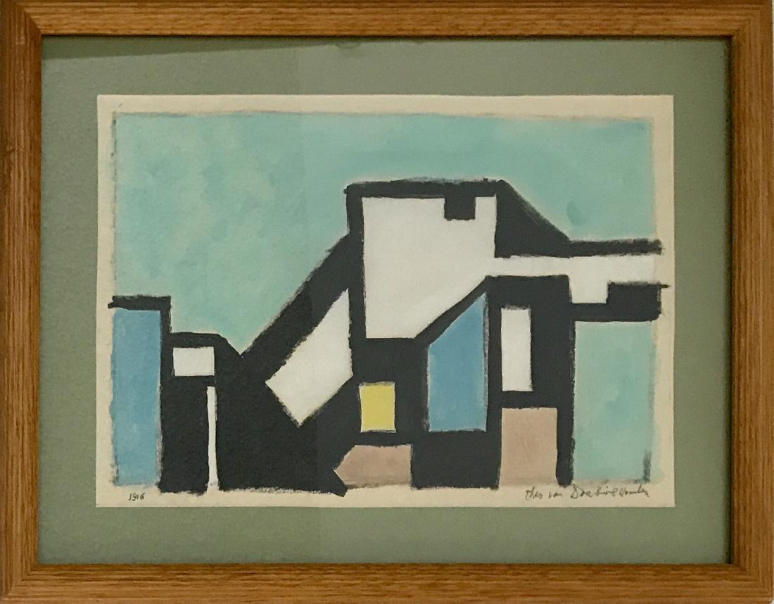 Theo Van Doesburg 1916 Gouache on paper w/COA (1 of 4)