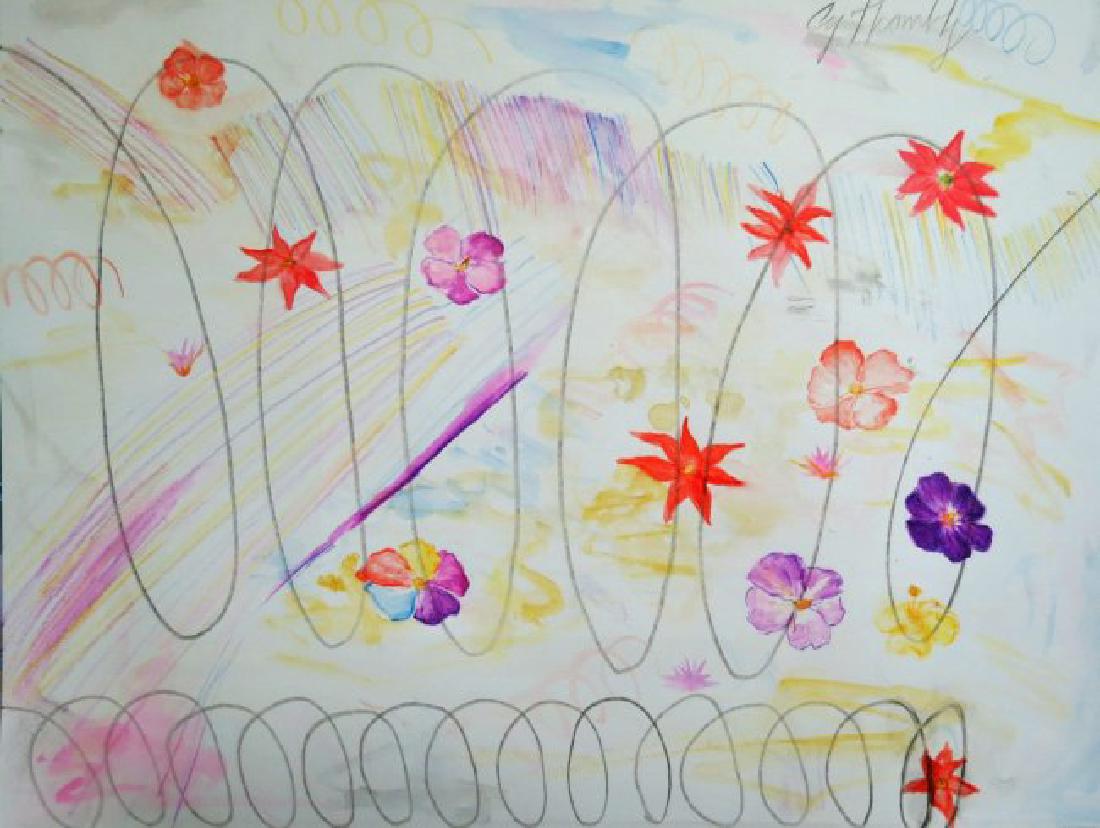 Cy Twombly, Color pencil on paper 12"x 9" w/appraisal (1 of 5)